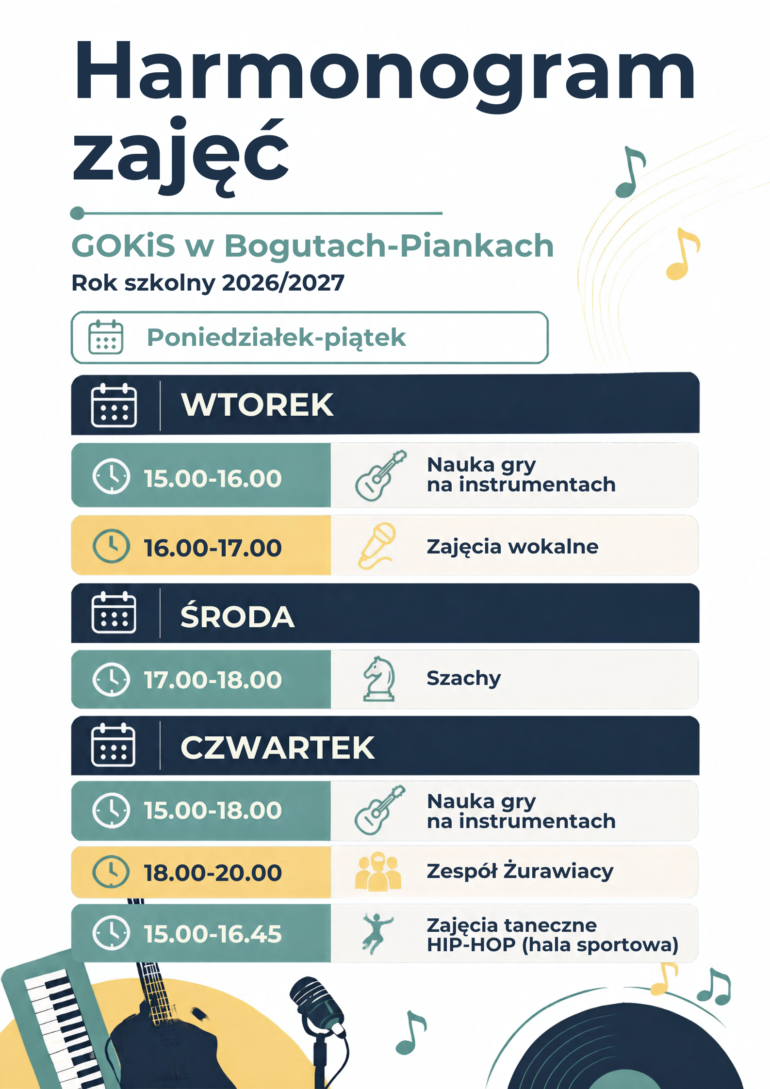 Harmonogram zajec muzycznych