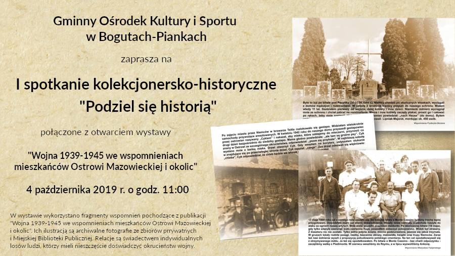 Zaproszenie na spotkanie pn. "Podziel się historią"